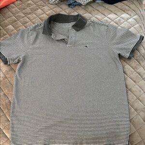 Vineyard Vines Mens Striped Polo Shirt - Gray and White